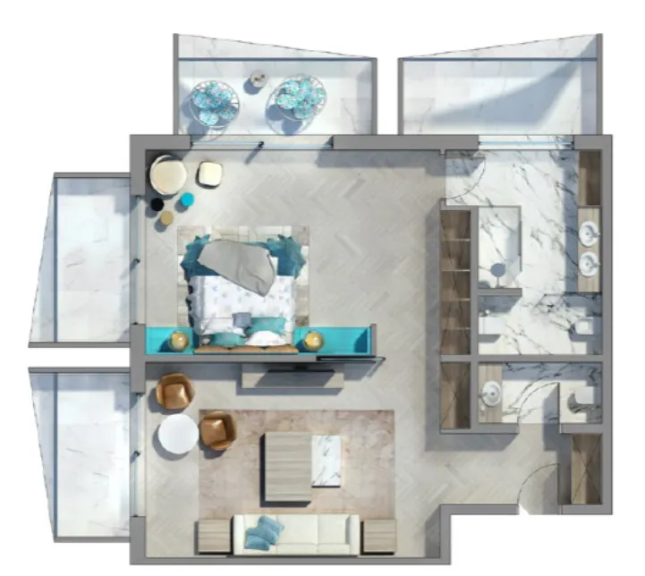 The Heart of Europe - Côte d’Azur Monaco 1 BR floor plan - World of Islands, Dubai - by THOE
