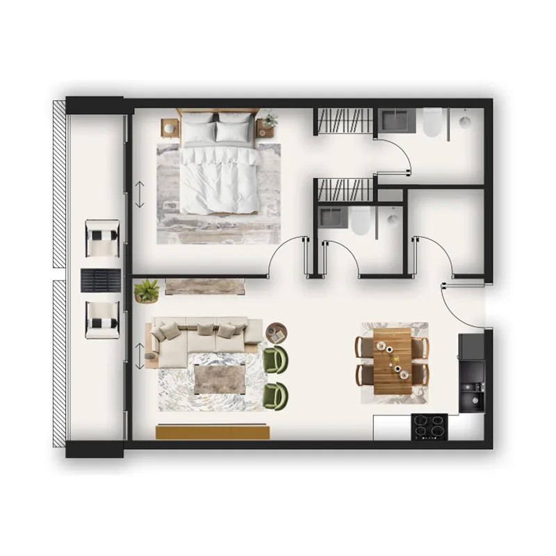 1 BR layout at MAAK Residence