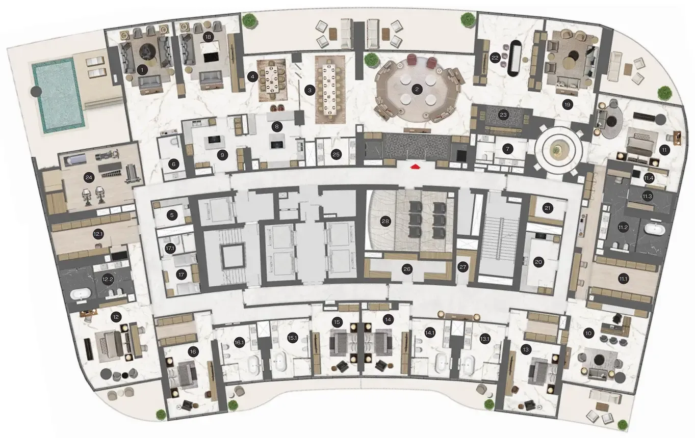 Sobha Seahaven 6 BR floor plan - Dubai Harbour, Dubai - by Sobha