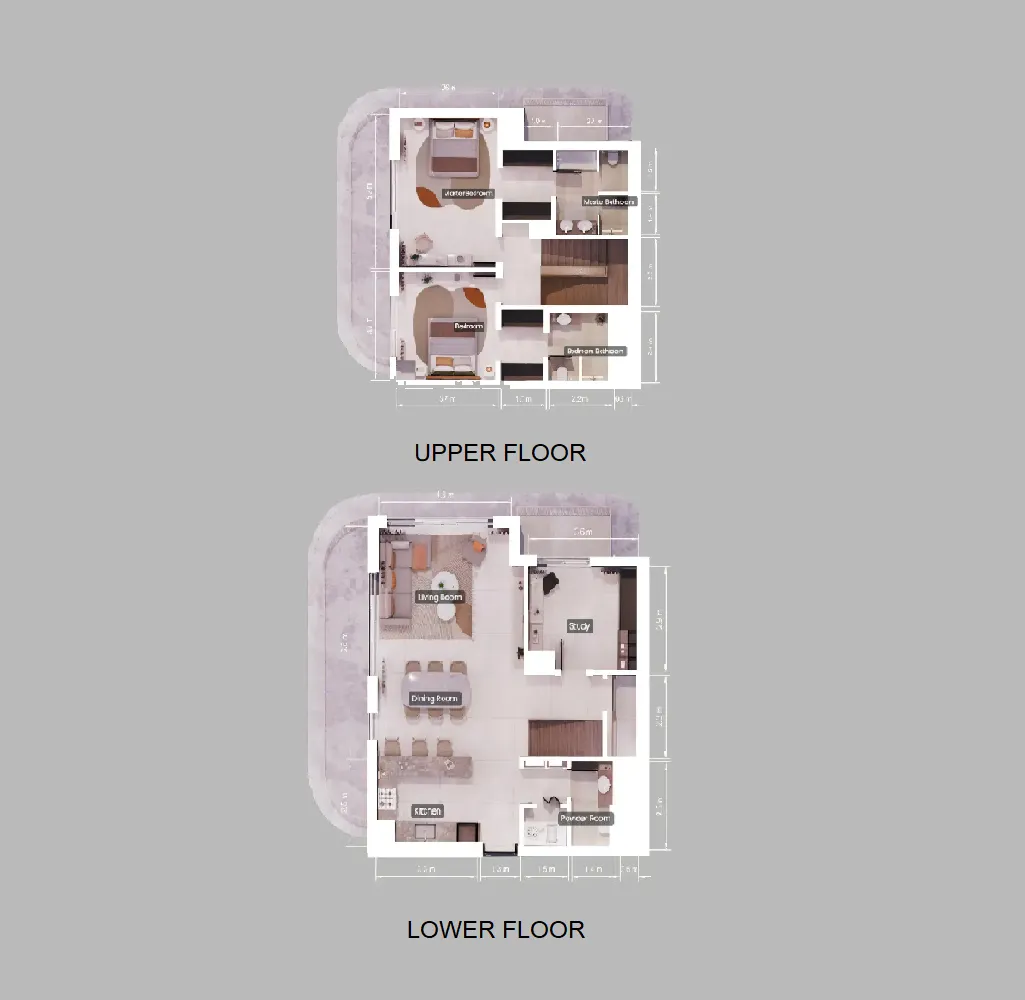 2 BR layout at Verdes by Haven