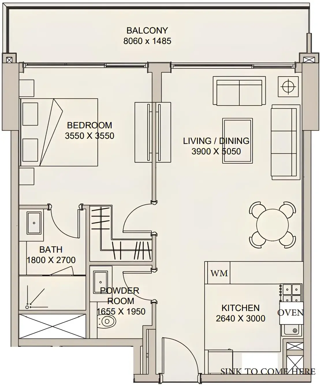 1 BR layout at Nirvana Residences 1