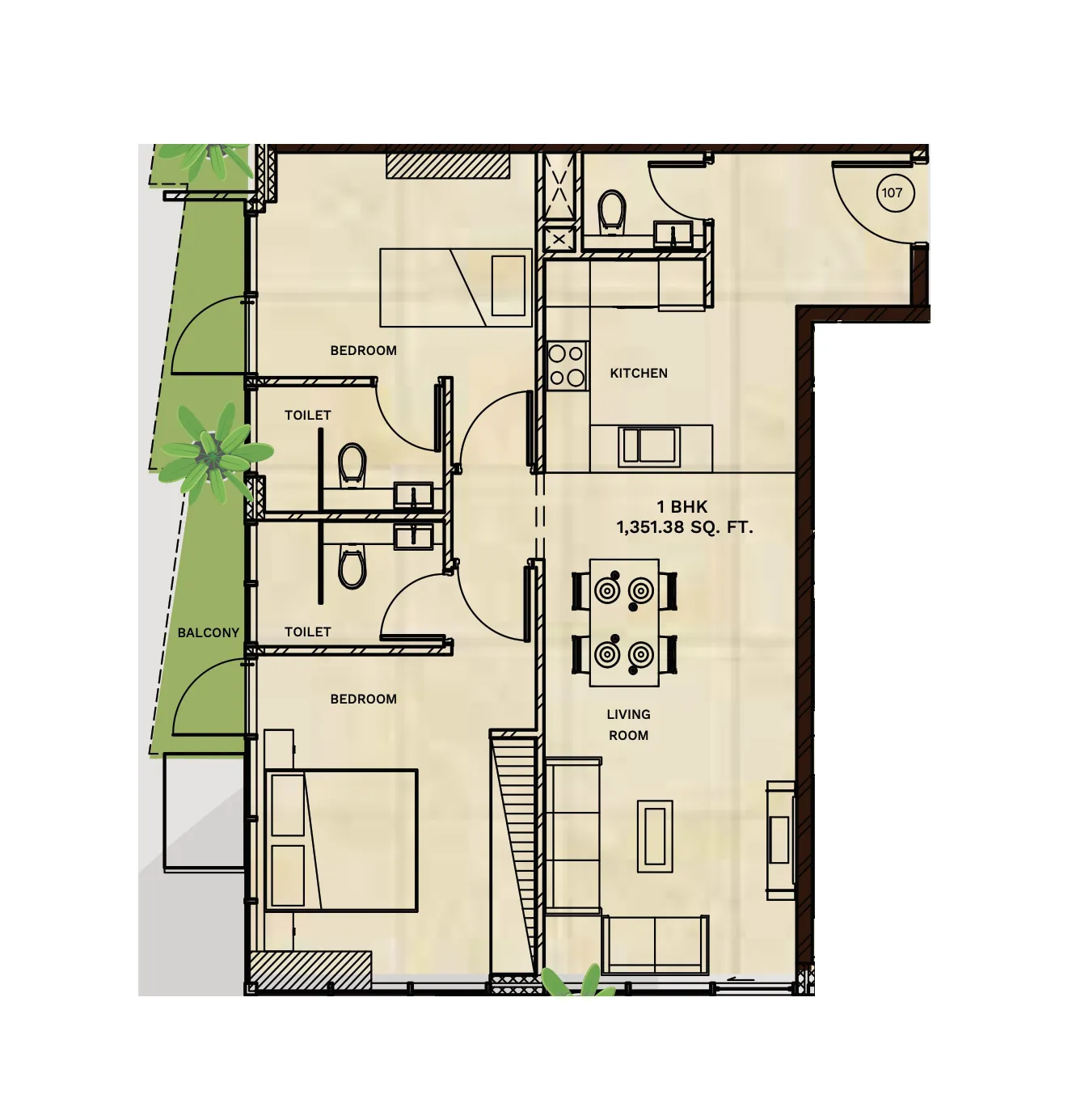 2 BR layout at Gateway by Premier Choice