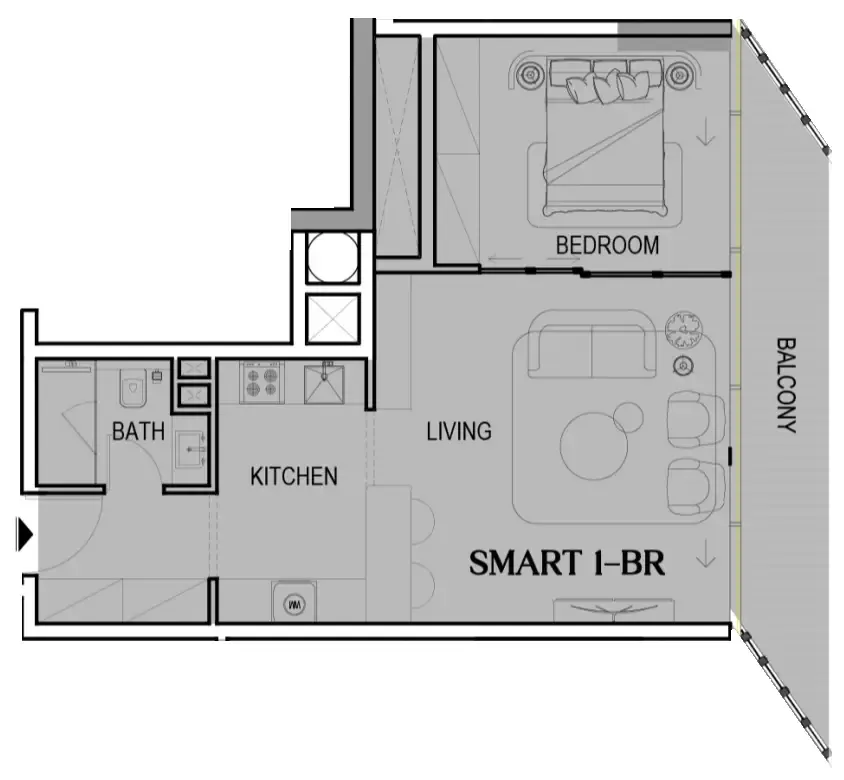 1 BR layout at Tresora by Wadan