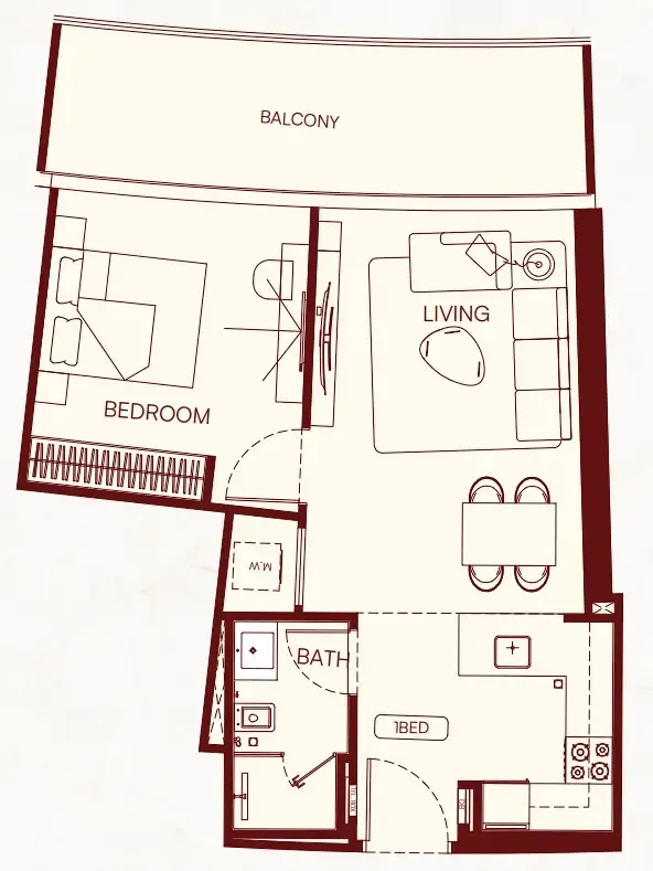 1 BR layout at Binghatti Skyflame