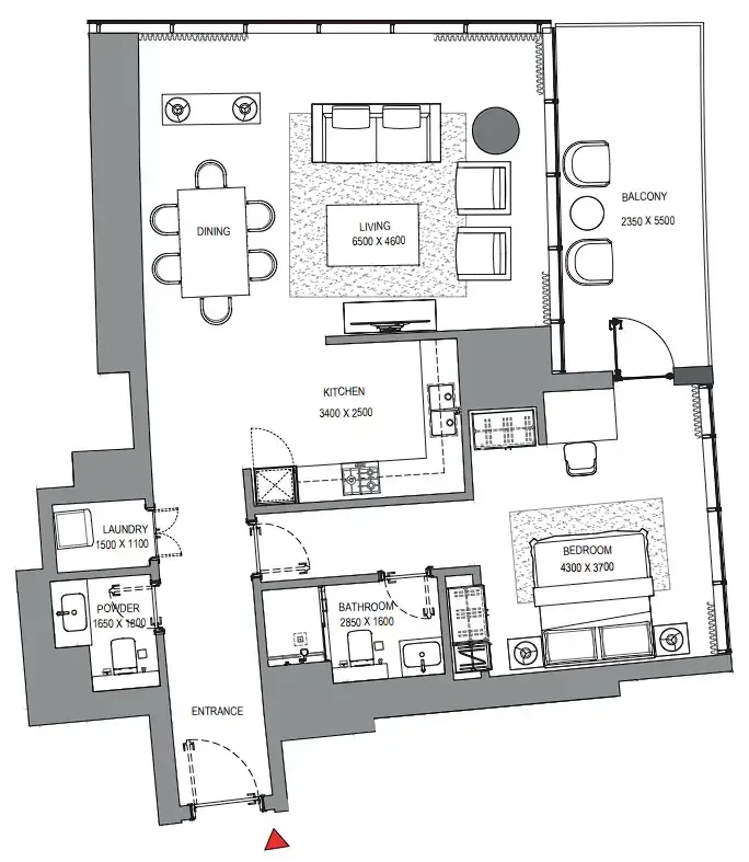 1 BR layout at Sobha Seahaven