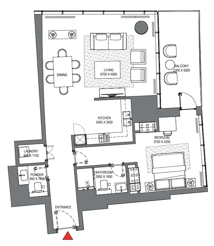 1 BR layout at Sobha Seahaven