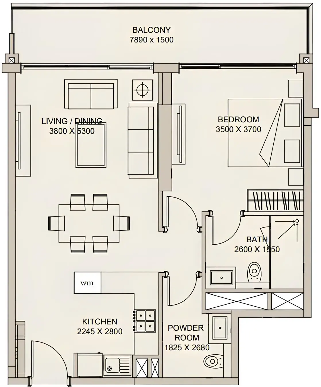1 BR layout at Nirvana Residences 1