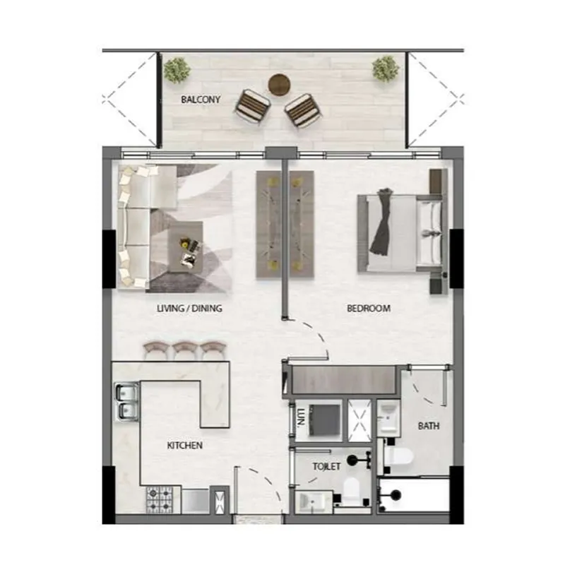 1 BR layout at Avana Residences
