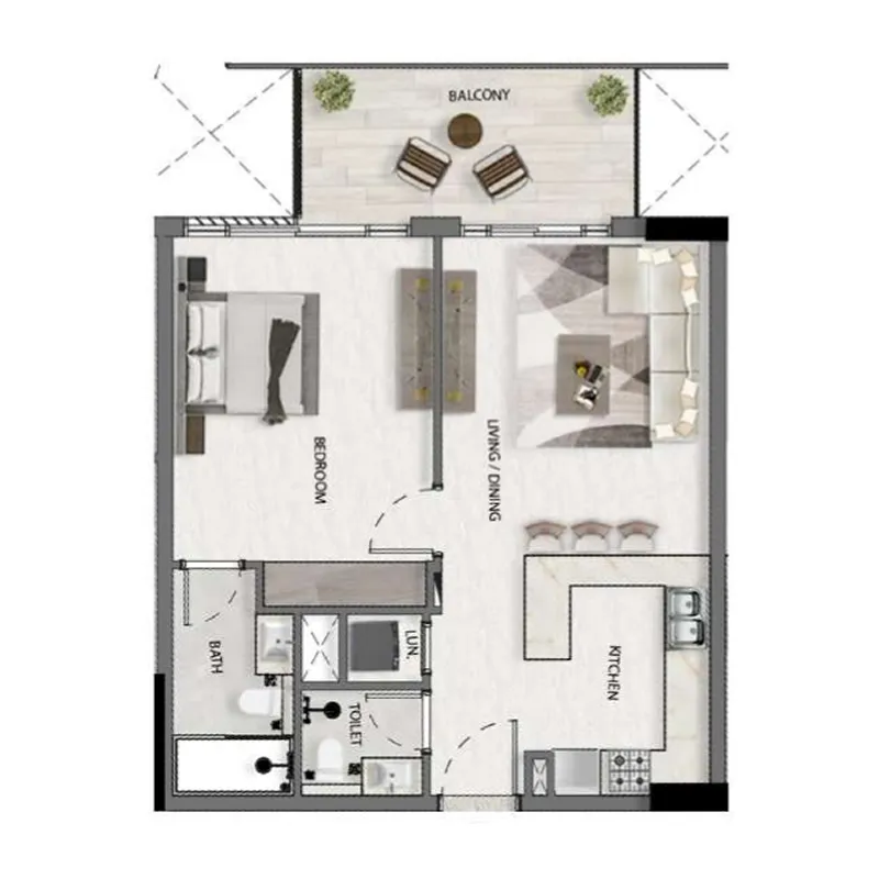 1 BR layout at Avana Residences