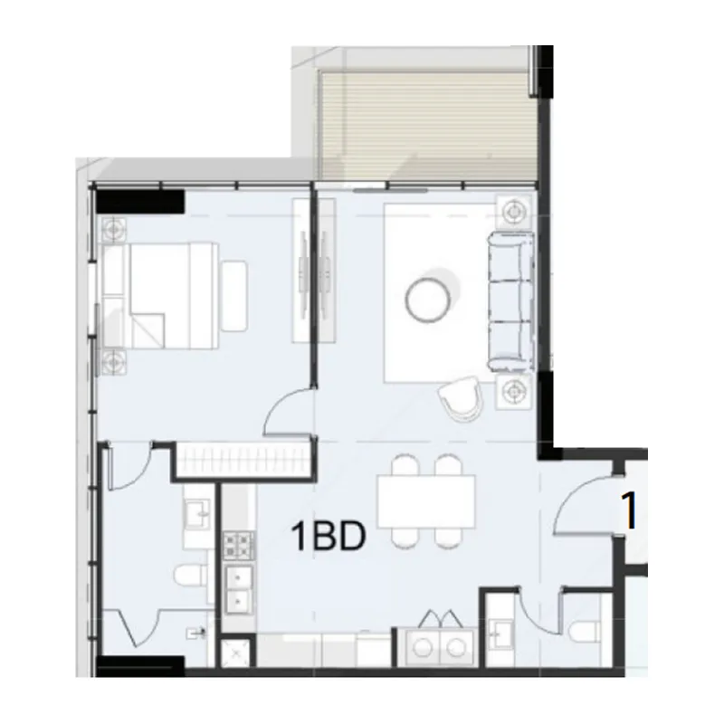 1 BR layout at Cove Boulevard
