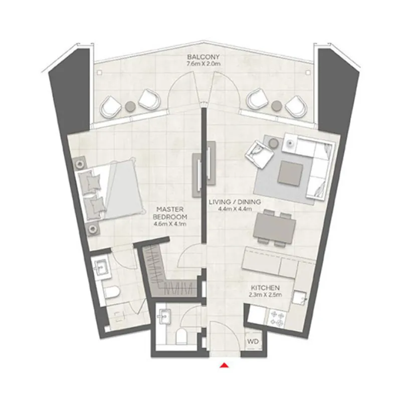 1 BR layout at LIV Marina