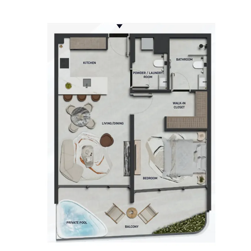 1 BR layout at Hadley Heights 2