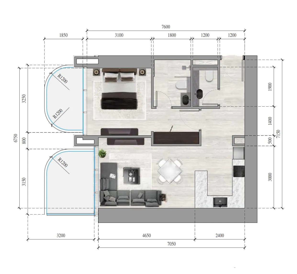 1 BR layout at Ananda Residences
