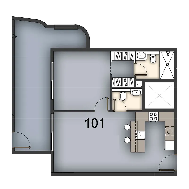 1 BR layout at Aizel Tower