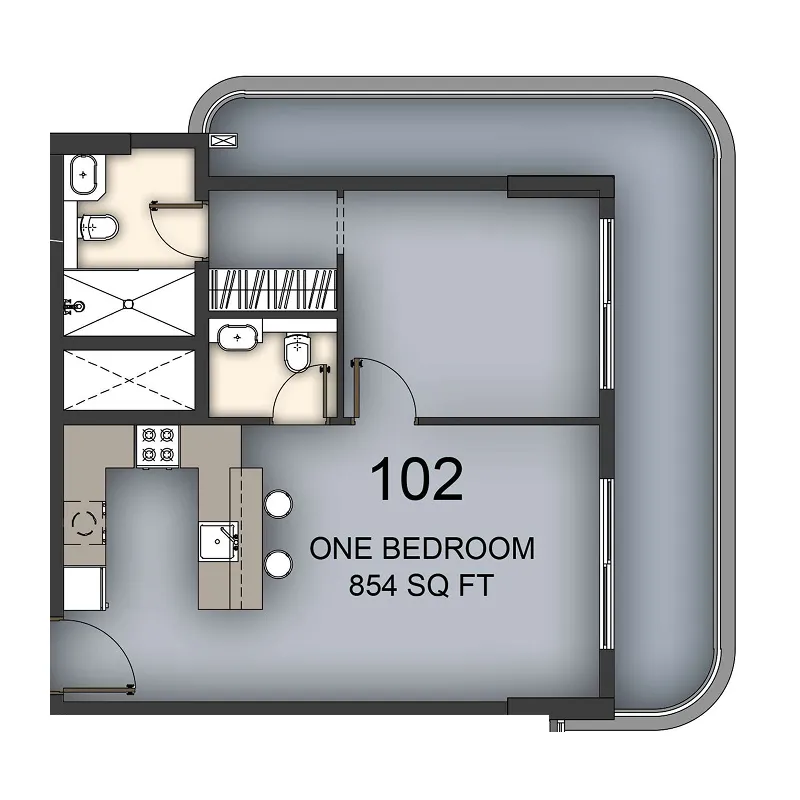1 BR layout at Aizel Tower