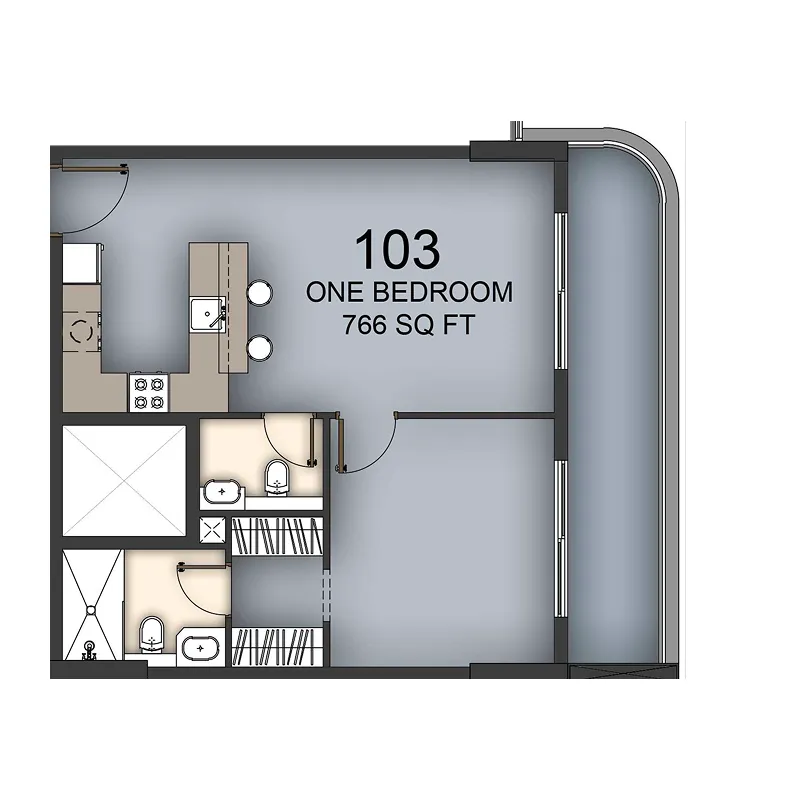 1 BR layout at Aizel Tower