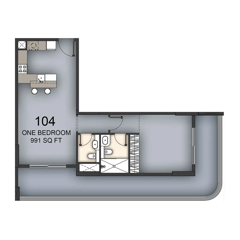 1 BR layout at Aizel Tower