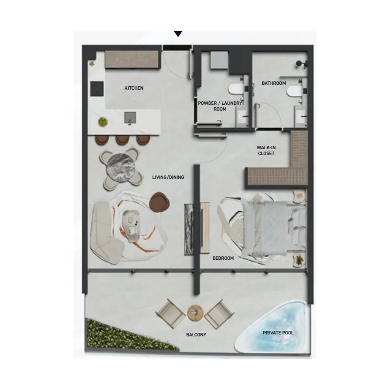 1 BR layout at Hadley Heights 2