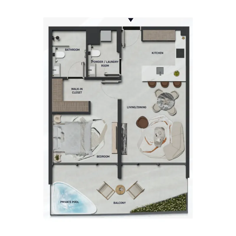 1 BR layout at Hadley Heights 2