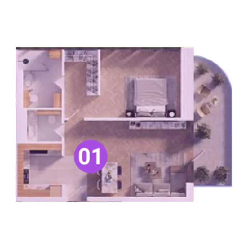 1 BR layout at The Orchard Place