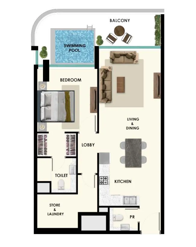 1 BR layout at Rome by Samana Developers