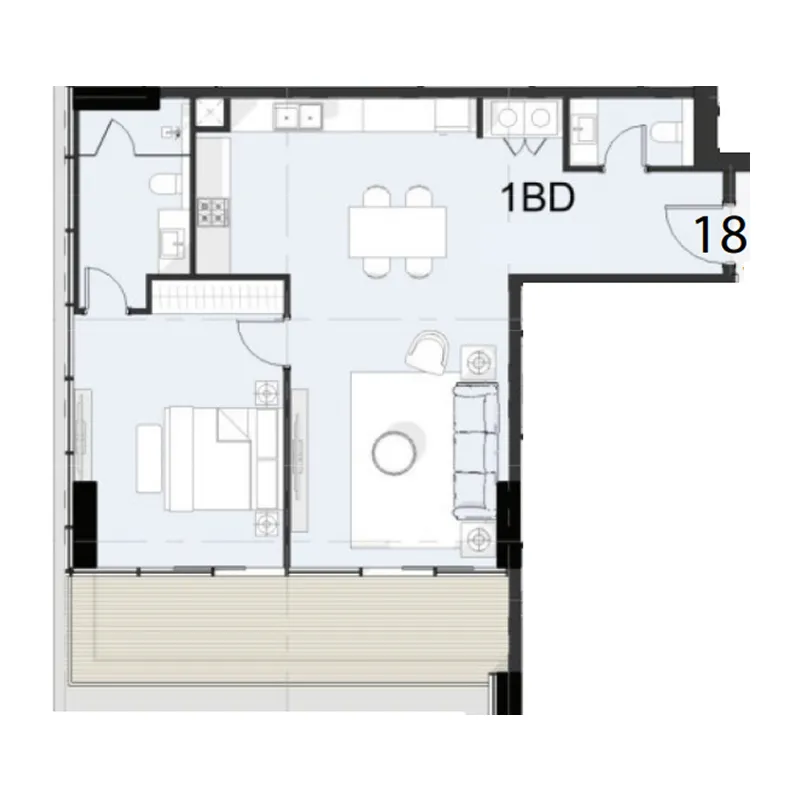 1 BR layout at Cove Boulevard