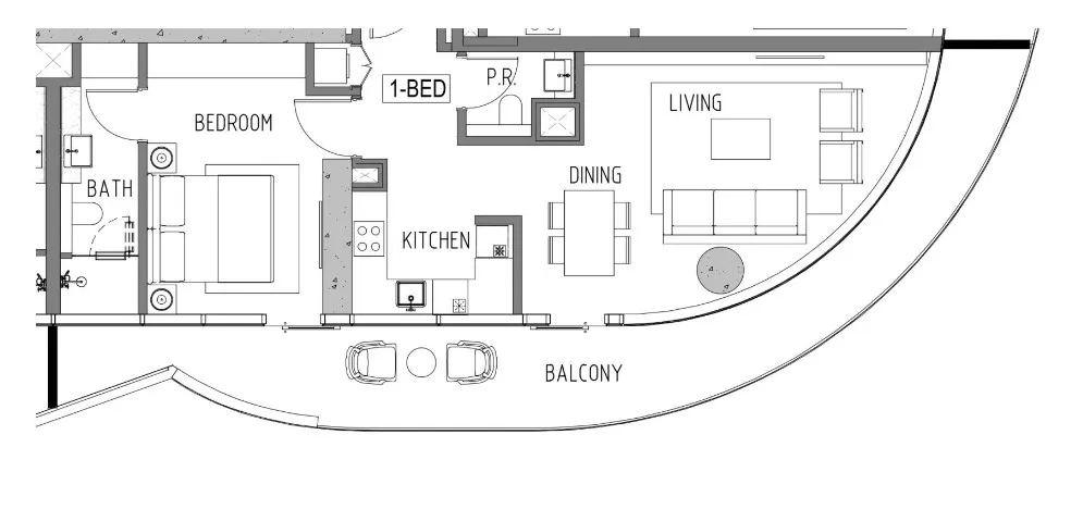 1 BR layout at Volta