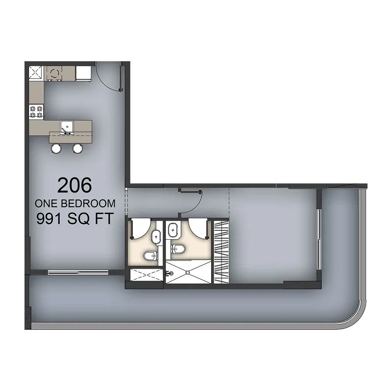 1 BR layout at Aizel Tower