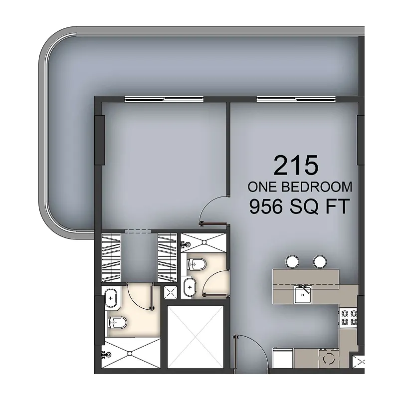 1 BR layout at Aizel Tower