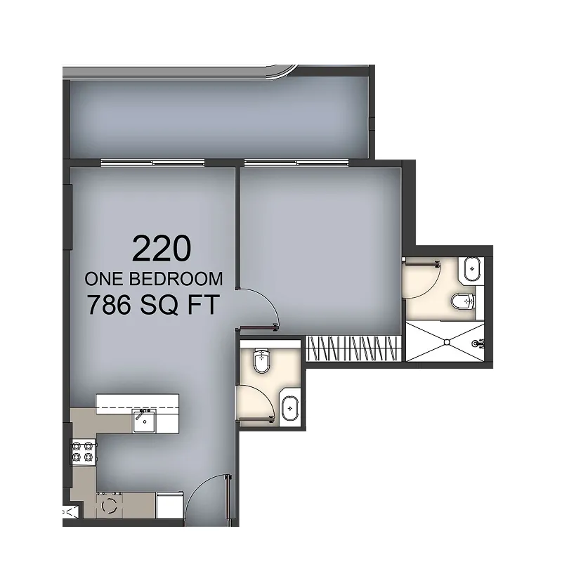 1 BR layout at Aizel Tower