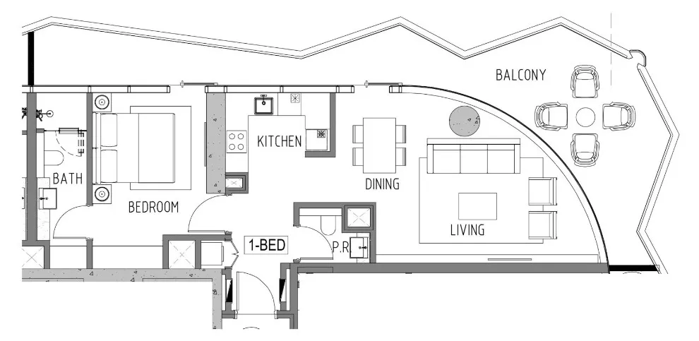1 BR layout at Volta