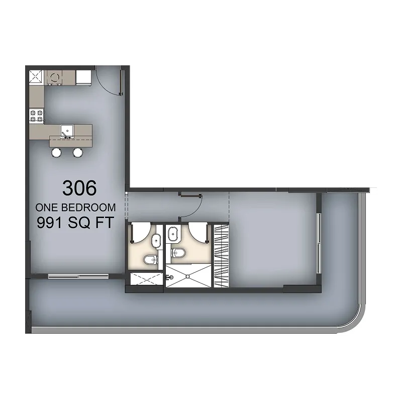 1 BR layout at Aizel Tower