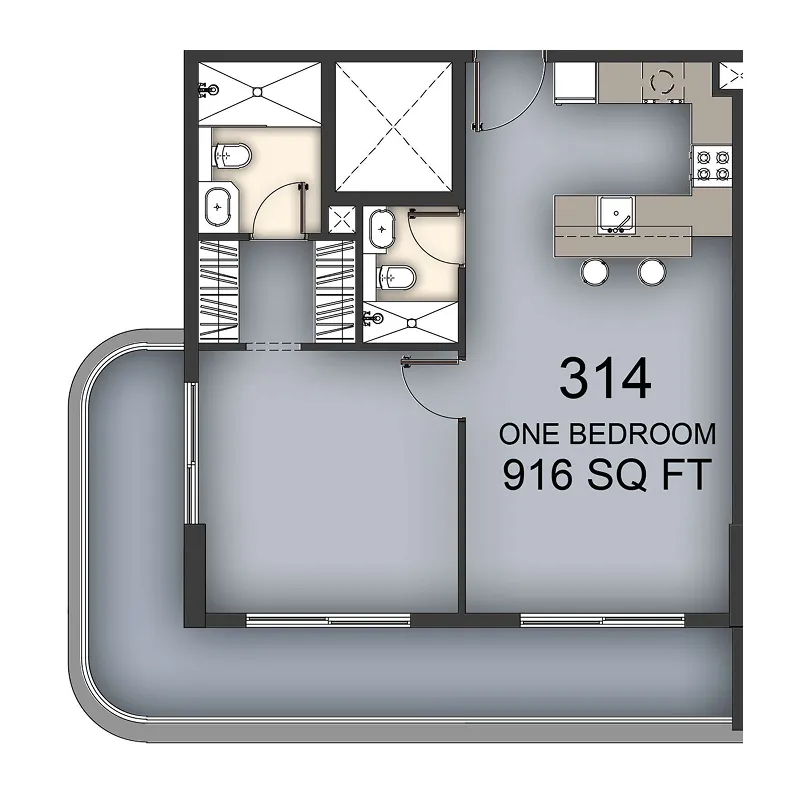 1 BR layout at Aizel Tower
