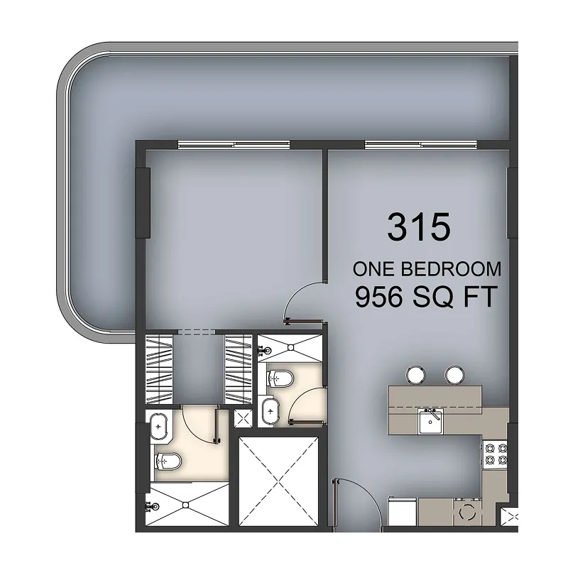 1 BR layout at Aizel Tower