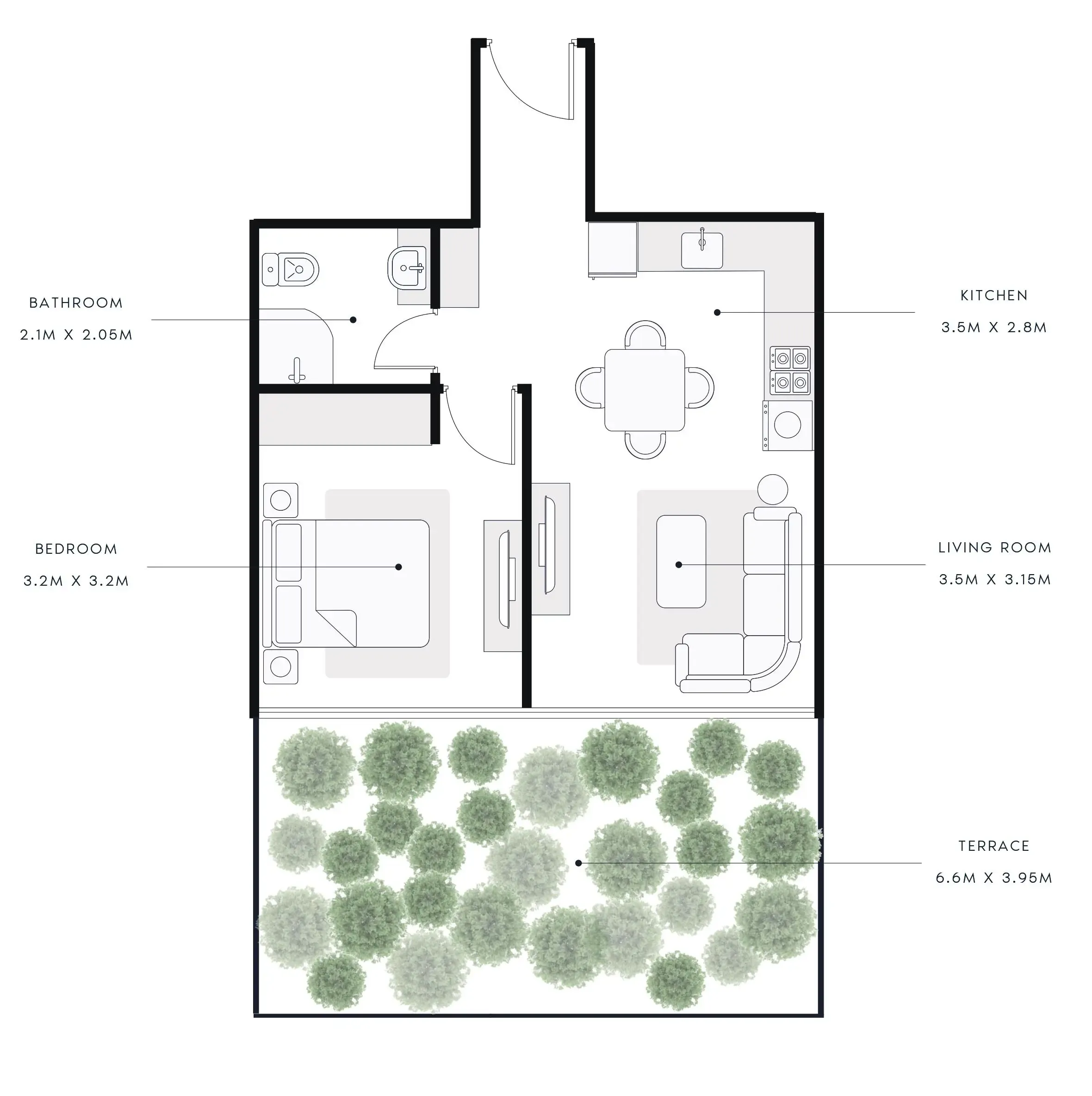 1 BR layout at Riviera 28