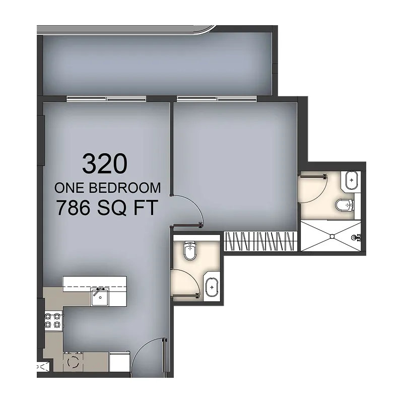 1 BR layout at Aizel Tower