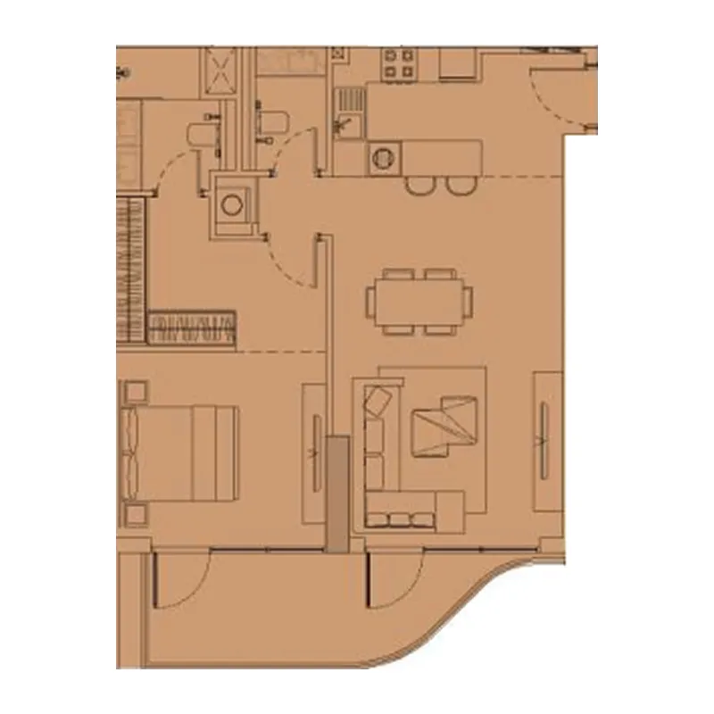 1 BR layout at The Orchard Place