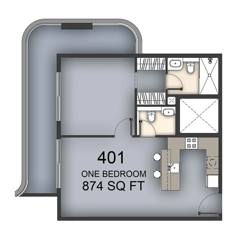 1 BR layout at Aizel Tower