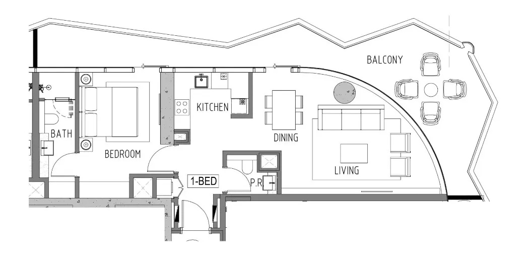 1 BR layout at Volta