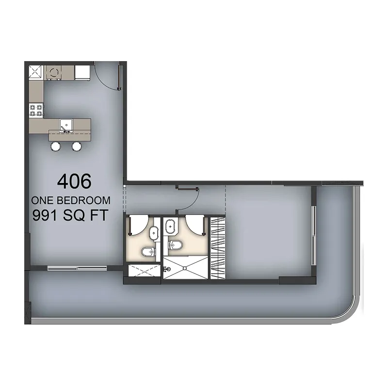 1 BR layout at Aizel Tower