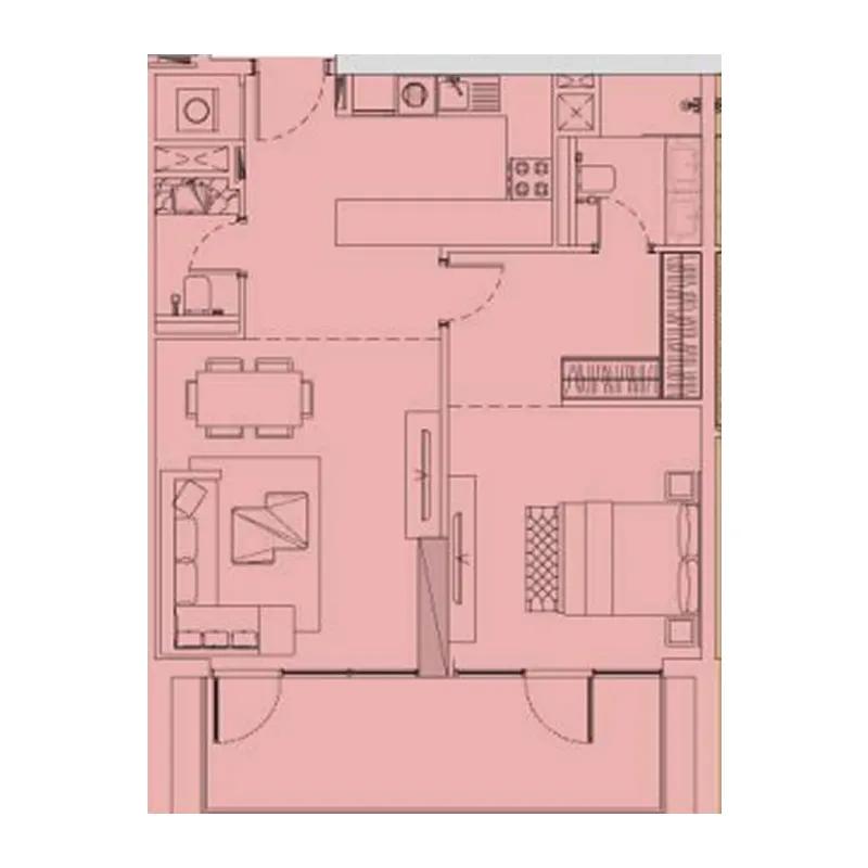 1 BR layout at The Orchard Place