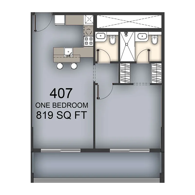 1 BR layout at Aizel Tower