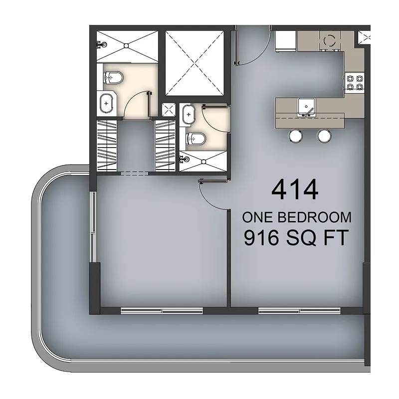 1 BR layout at Aizel Tower