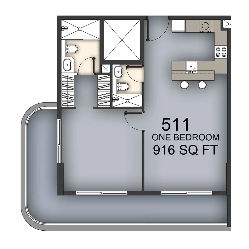 1 BR layout at Aizel Tower