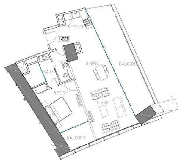 1 BR layout at Safa Two de Grisogono