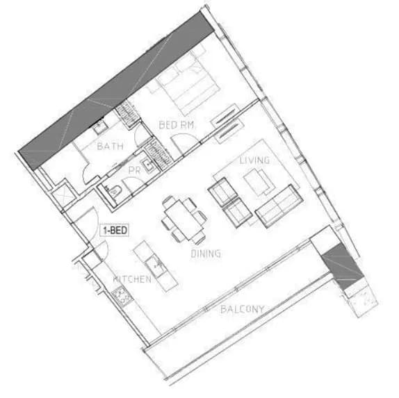 1 BR layout at Safa Two de Grisogono