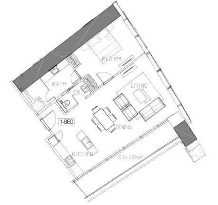 1 BR layout at Safa Two de Grisogono