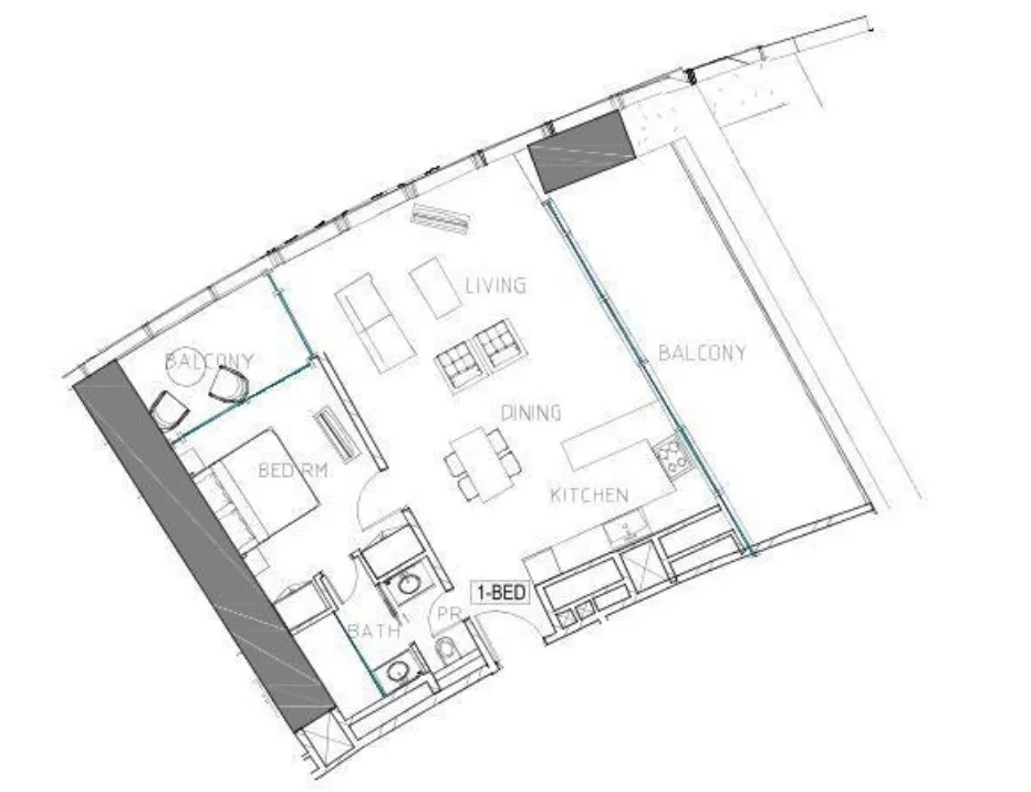 1 BR layout at Safa Two de Grisogono