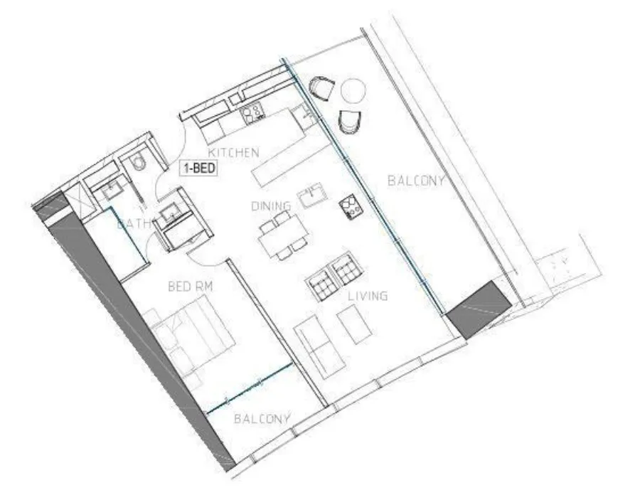 1 BR layout at Safa Two de Grisogono