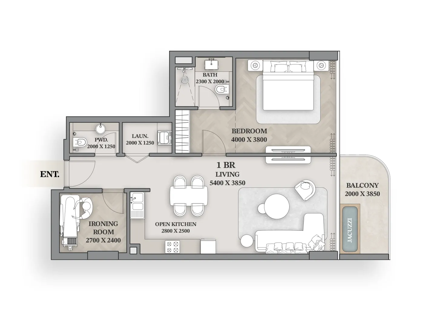 1 BR layout at Wellington Ocean Walk
